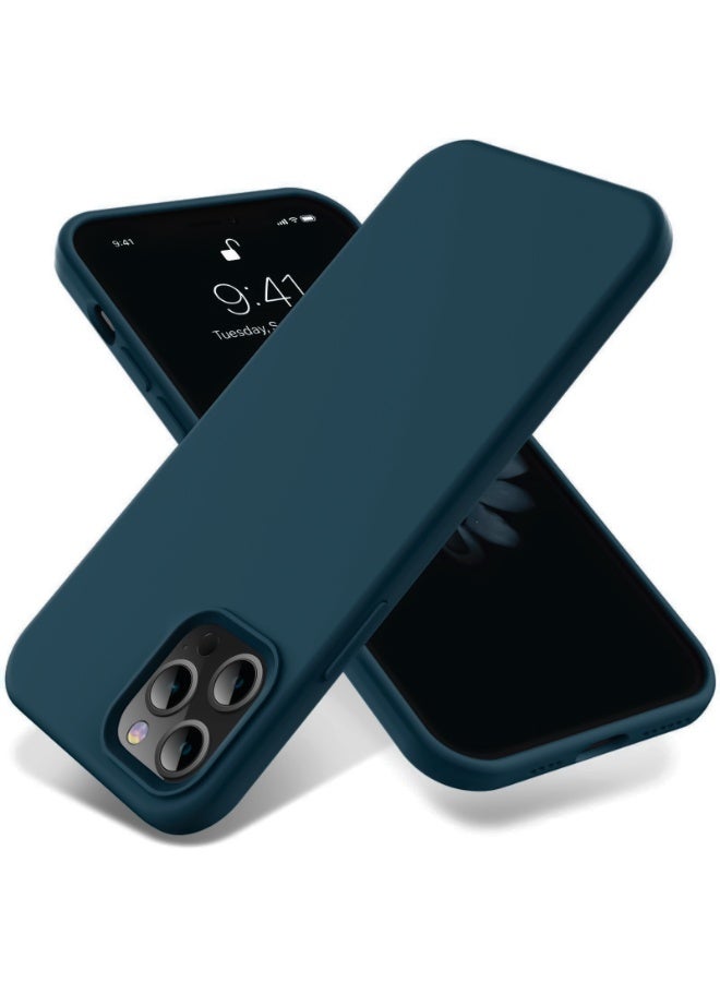 متوافق مع آيفون 15 برو ماكس 6.7 بوصة، غطاء هاتف نحيف من السيليكون السائل، 4 طبقات من المطاط الهلامي الناعم، مقاوم للصدمات، مع بطانة من الألياف الدقيقة المقاومة للخدش (لون بترولي). - Image 1